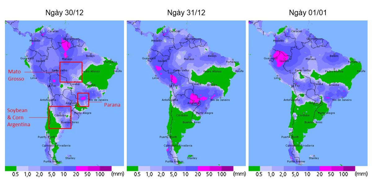 thời tiết brazil, midwest và các vùng gieo trồng lớn 30/12/2020